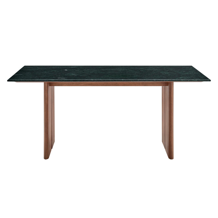 Modway Amistad 72 Inch Marble Dining Table in Walnut Green Marble - angled view