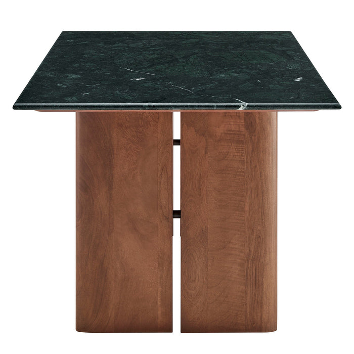 Modway Amistad 72 Inch Marble Dining Table in Walnut Green Marble - side view
