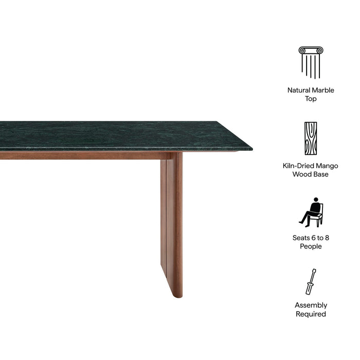 Modway Amistad 72 Inch Marble Dining Table in Walnut Green Marble - dimensions and specifications