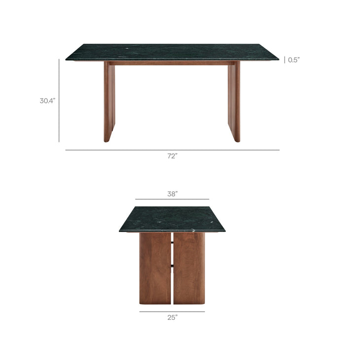 Modway Amistad 72 Inch Marble Dining Table in Walnut Green Marble - dimensions and specifications 12