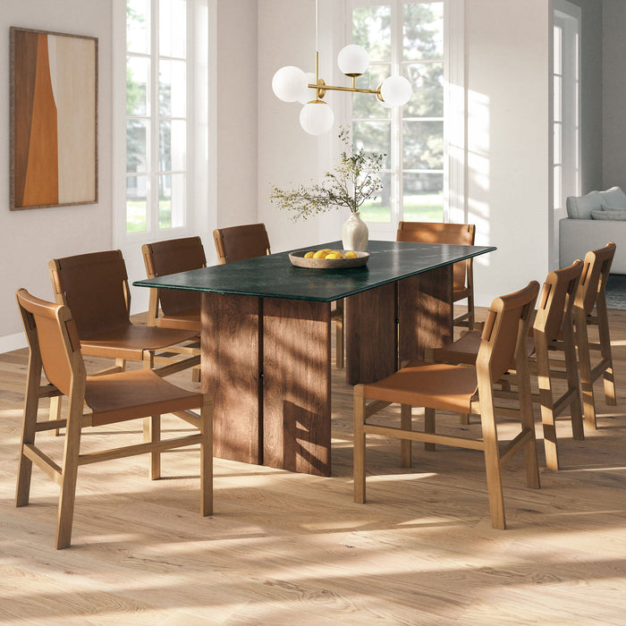 Modway Amistad 86 Inch Marble Dining Table in Walnut Green Marble - lifestyle view 12
