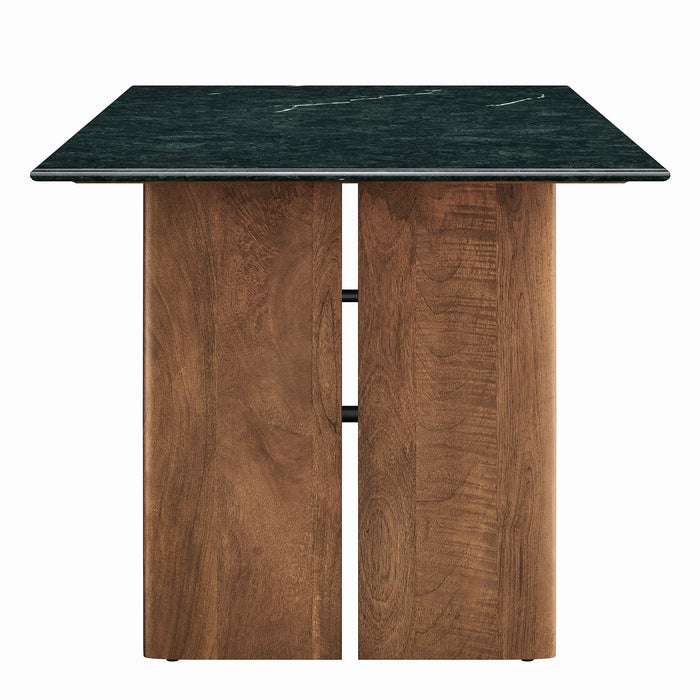 Modway Amistad 86 Inch Marble Dining Table in Walnut Green Marble - angled view