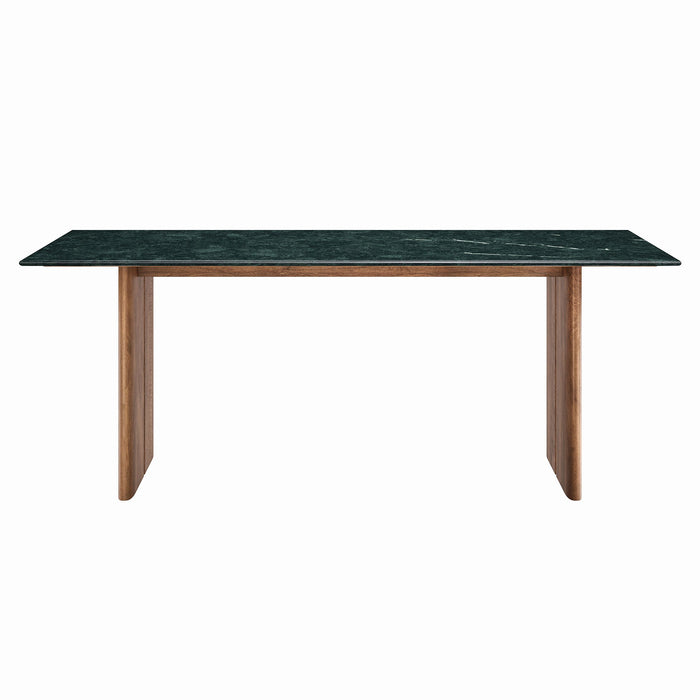 Modway Amistad 86 Inch Marble Dining Table in Walnut Green Marble - side view