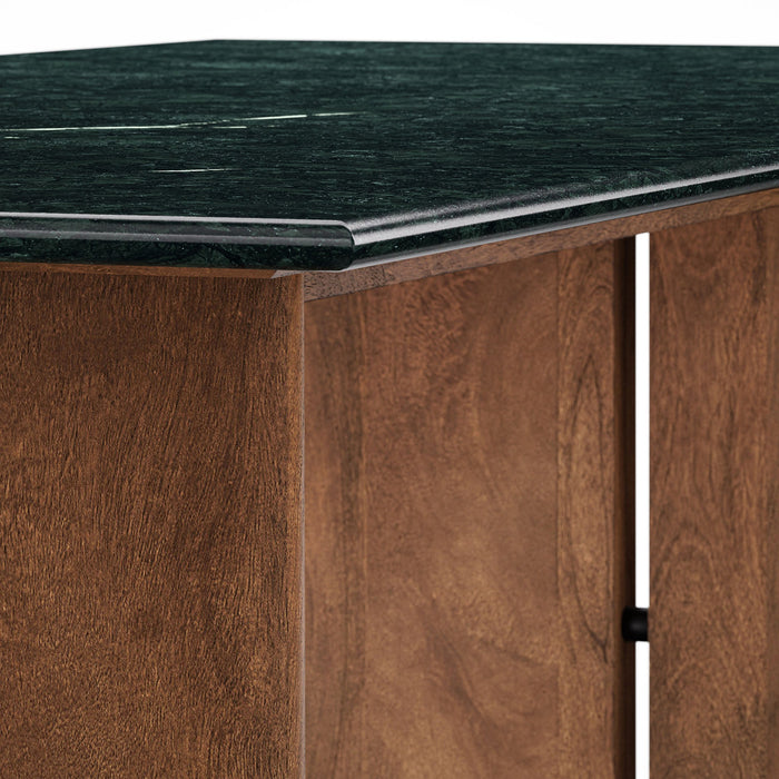 Modway Amistad 86 Inch Marble Dining Table in Walnut Green Marble - detail view