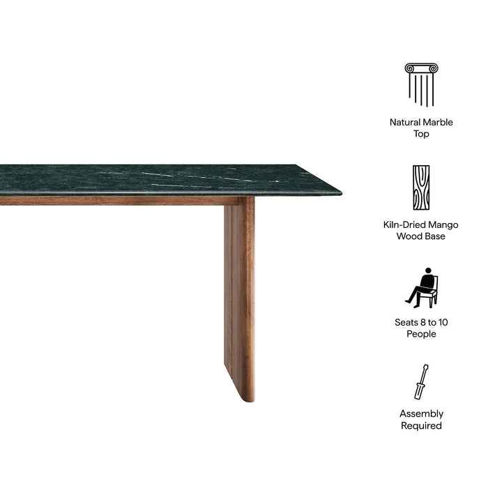 Modway Amistad 86 Inch Marble Dining Table in Walnut Green Marble - dimensions and specifications