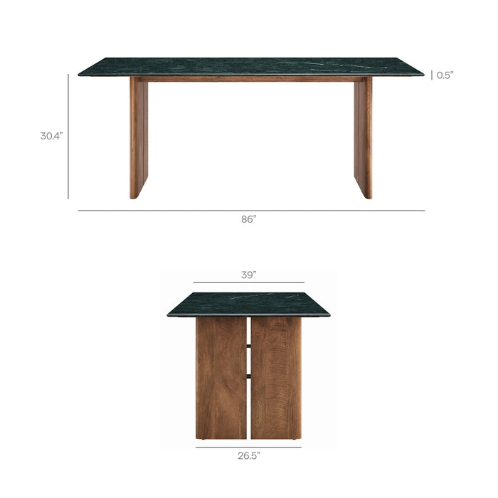 Modway Amistad 86 Inch Marble Dining Table in Walnut Green Marble - dimensions and specifications 14