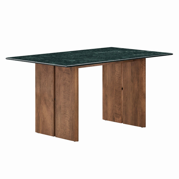 Modway Amistad 60 Inch Marble Dining Table in Walnut Green Marble - front view