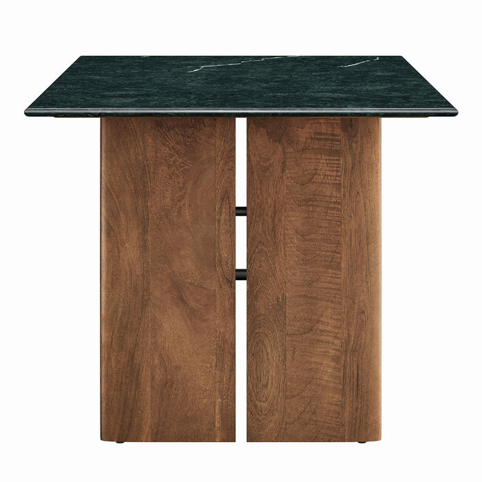 Modway Amistad 60 Inch Marble Dining Table in Walnut Green Marble - angled view