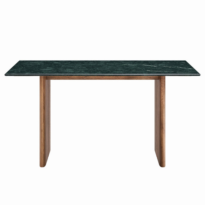 Modway Amistad 60 Inch Marble Dining Table in Walnut Green Marble - side view