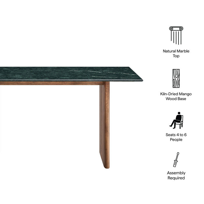 Modway Amistad 60 Inch Marble Dining Table in Walnut Green Marble - dimensions and specifications