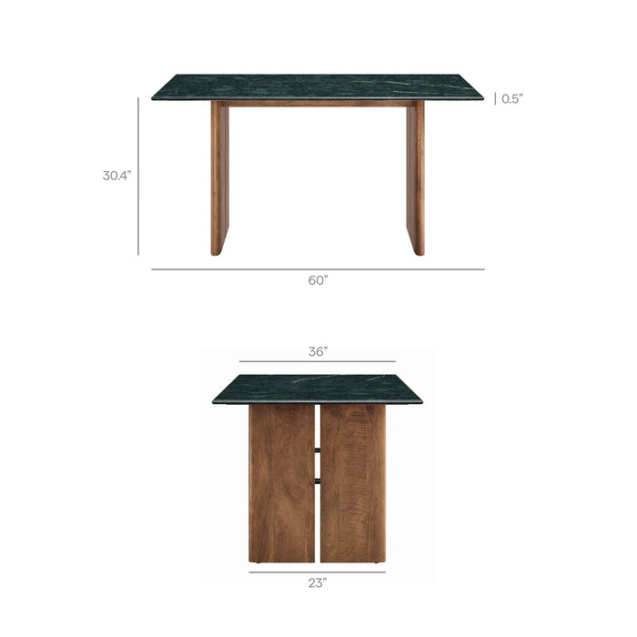 Modway Amistad 60 Inch Marble Dining Table in Walnut Green Marble - dimensions and specifications 13