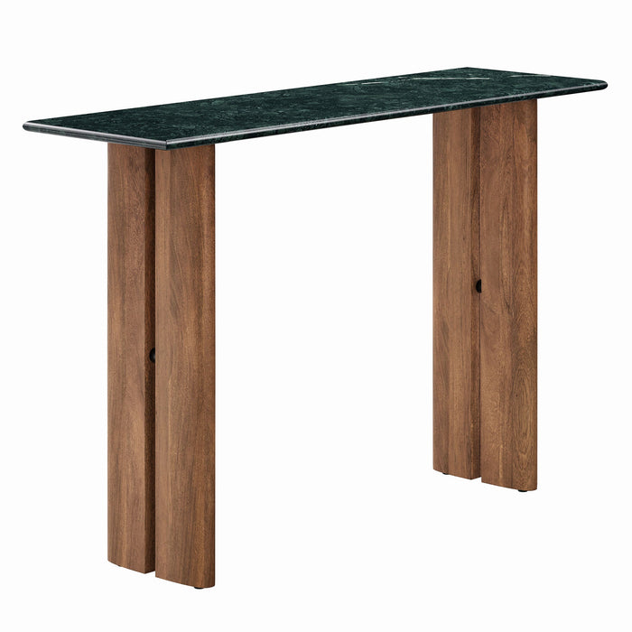 Modway Amistad 46 Inch Marble Console Table in Walnut Green Marble - front view