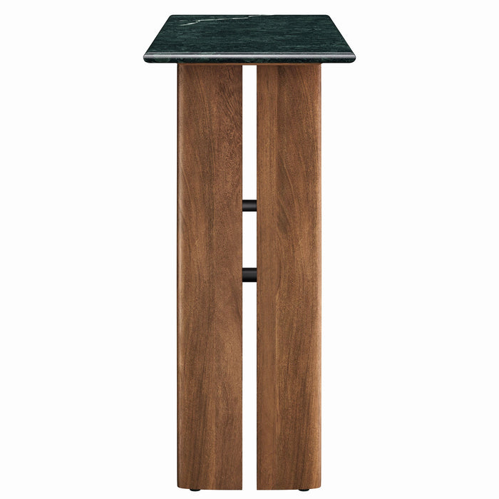 Modway Amistad 46 Inch Marble Console Table in Walnut Green Marble - angled view