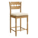 Jax Oak Wood Counter Stool With Wavy Razor Back and Cushion Weathered Oak Linen