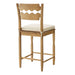 Jax Oak Wood Counter Stool With Wavy Razor Back and Cushion Weathered Oak Linen