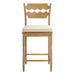 Jax Oak Wood Counter Stool With Wavy Razor Back and Cushion Weathered Oak Linen