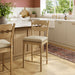 Jax Oak Wood Counter Stool With Wavy Razor Back and Cushion Weathered Oak Linen