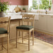 Jax Oak Wood Counter Stool With Wavy Razor Back and Cushion Weathered Oak Sage