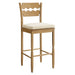 Jax Oak Wood Bar Stool With Wavy Razor Back and Cushion Weathered Oak Linen