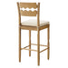Jax Oak Wood Bar Stool With Wavy Razor Back and Cushion Weathered Oak Linen