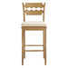 Jax Oak Wood Bar Stool With Wavy Razor Back and Cushion Weathered Oak Linen