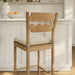 Jax Oak Wood Bar Stool With Wavy Razor Back and Cushion Weathered Oak Linen