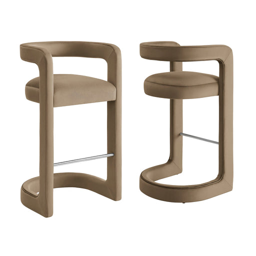 Winslow Performance Velvet Bar Stool Set of 2 Taupe