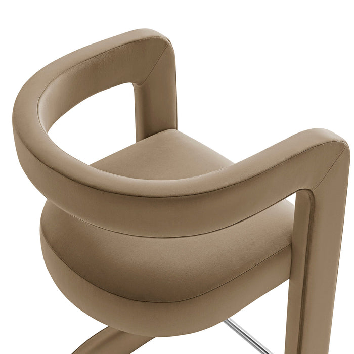 Winslow Performance Velvet Bar Stool Set of 2 Taupe