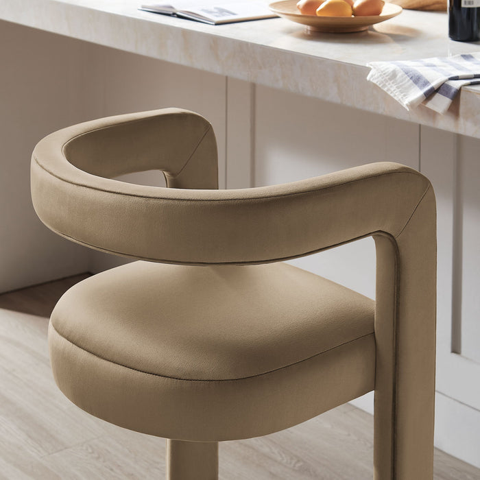 Winslow Performance Velvet Bar Stool Set of 2 Taupe