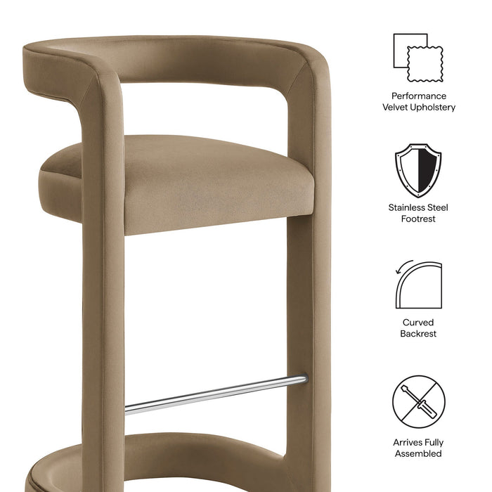 Winslow Performance Velvet Bar Stool Set of 2 Taupe