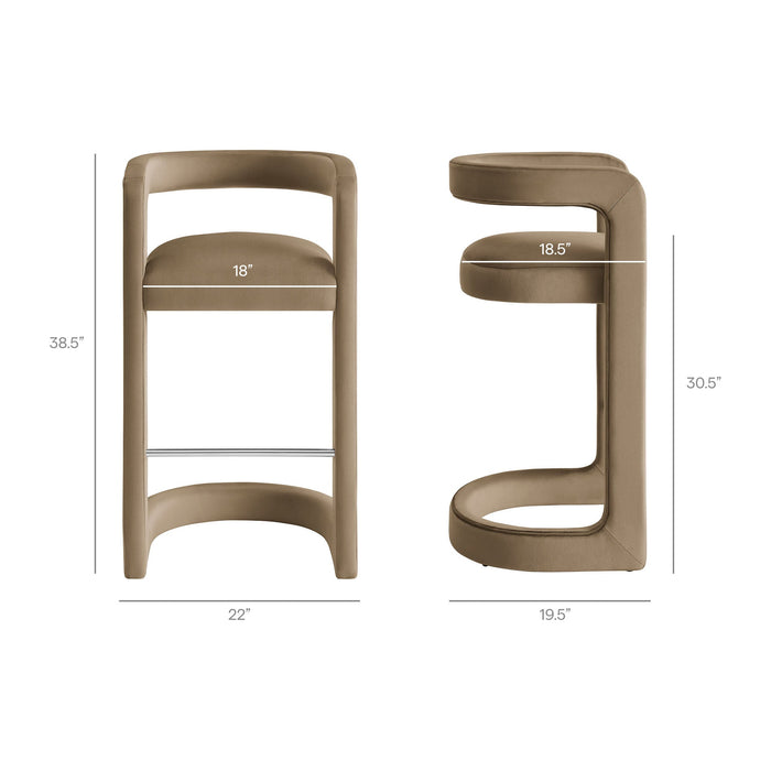 Winslow Performance Velvet Bar Stool Set of 2 Taupe
