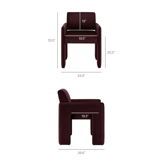 Daven Stain-Resistant Performance Velvet Dining Armchair Mulberry
