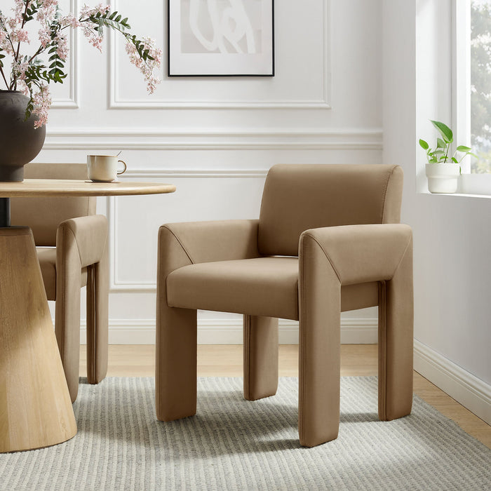Daven Stain-Resistant Performance Velvet Dining Armchair Taupe