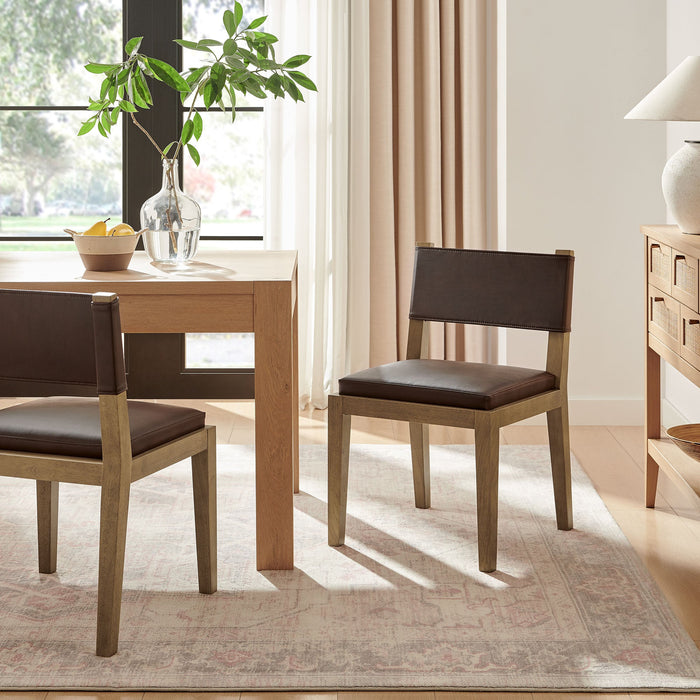 Calder Vegan Leather Dining Side Chair Espresso