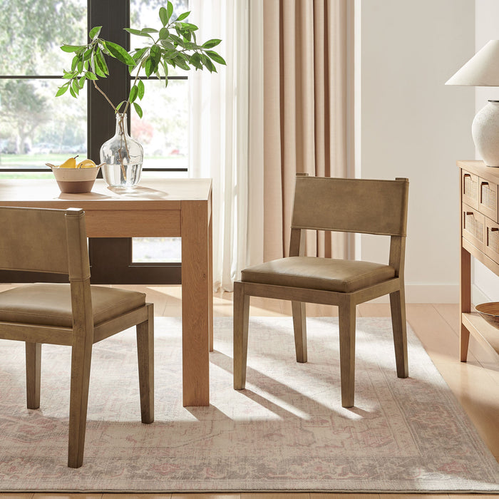 Calder Vegan Leather Dining Side Chair Toast