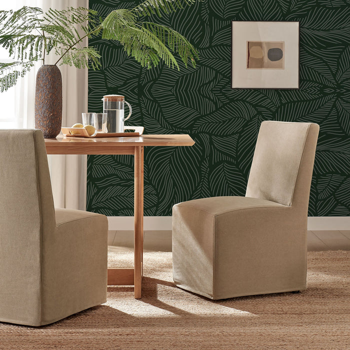 Tessera Upholstered Linen-Blend Slipcovered Dining Chair Almond