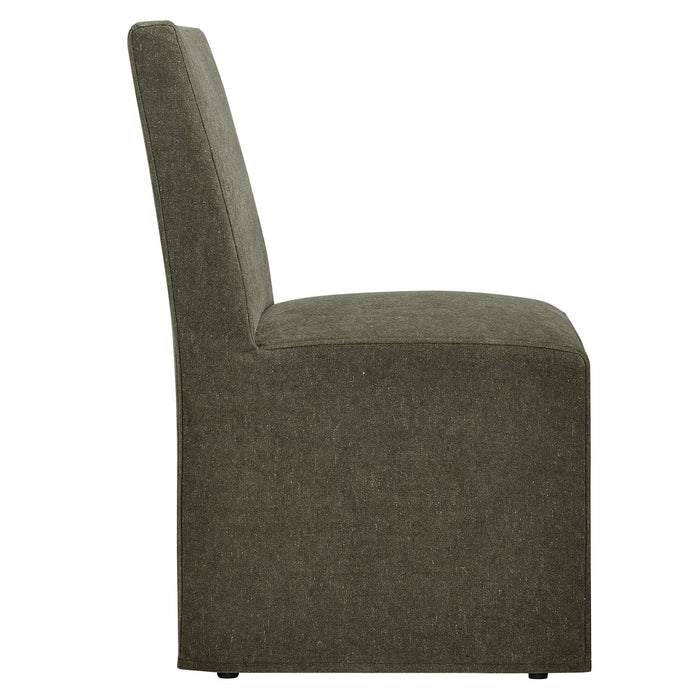 Tessera Upholstered Linen-Blend Slipcovered Dining Chair Sage