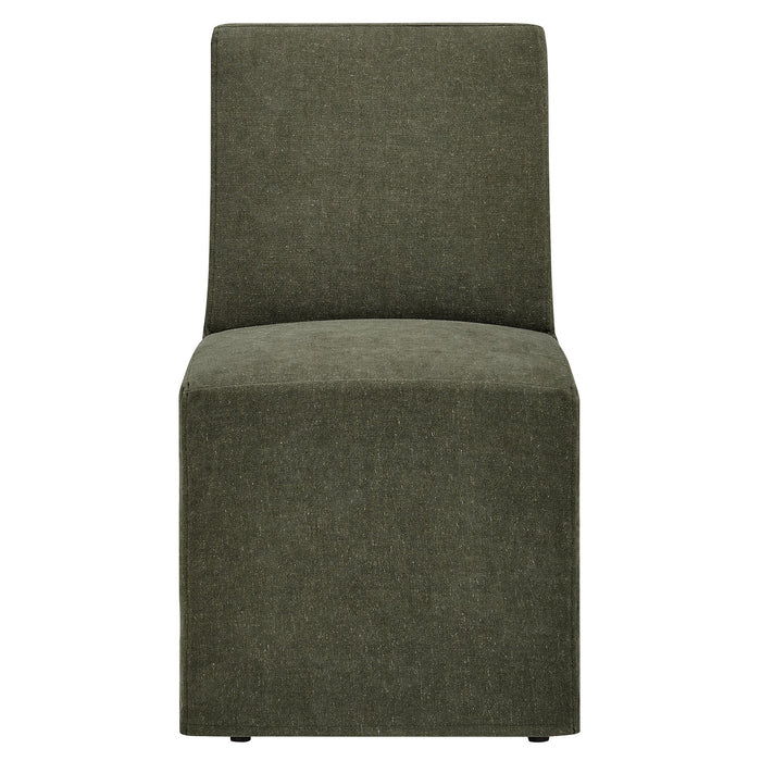 Tessera Upholstered Linen-Blend Slipcovered Dining Chair Sage