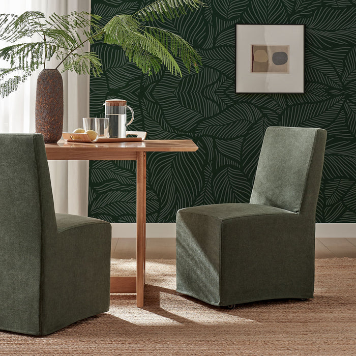 Tessera Upholstered Linen-Blend Slipcovered Dining Chair Sage