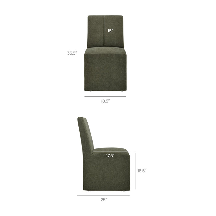 Tessera Upholstered Linen-Blend Slipcovered Dining Chair Sage