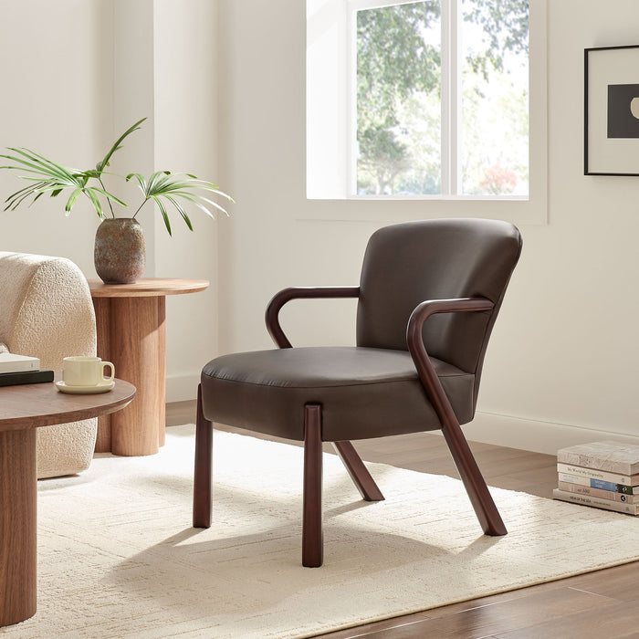 Arden Faux Leather Upholstered Accent Armchair Espresso