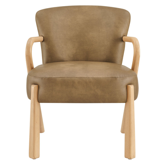 Arden Faux Leather Upholstered Accent Armchair Toast