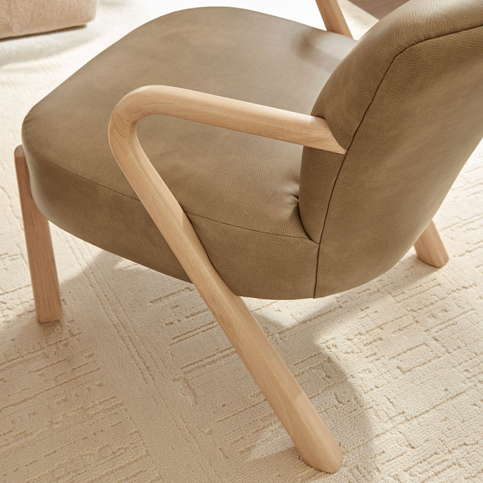 Arden Faux Leather Upholstered Accent Armchair Toast