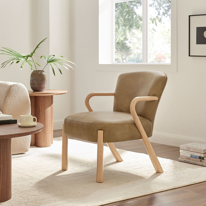 Arden Faux Leather Upholstered Accent Armchair Toast