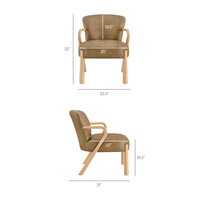 Arden Faux Leather Upholstered Accent Armchair Toast