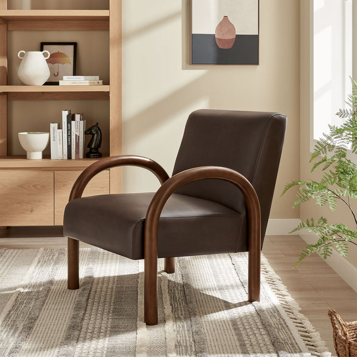 Lunet Faux Leather Upholstered Accent Chair Espresso