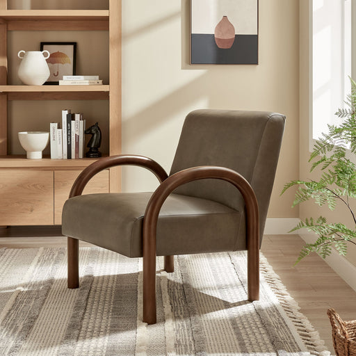 Lunet Faux Leather Upholstered Accent Chair Mushroom