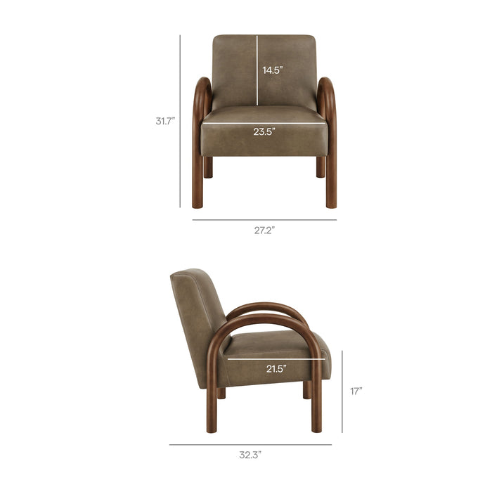 Lunet Faux Leather Upholstered Accent Chair Mushroom