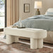 Mossi 52-Inch Oval Boucle Fabric Bench Cream