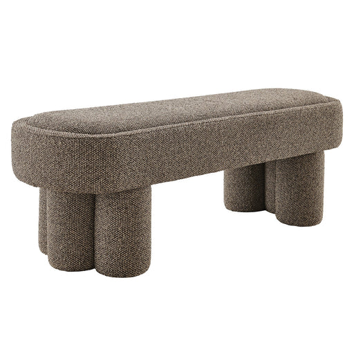 Mossi 52-Inch Oval Boucle Fabric Bench Earth